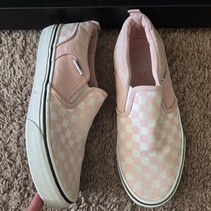 Vans Kids Pink Checkered Slip-On Shoes